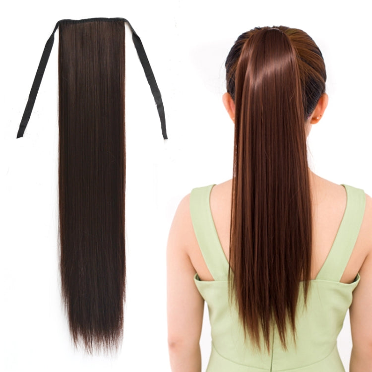 自然長直髮馬尾繃帶式假髮馬尾，女性用，長度：60cm，60cm