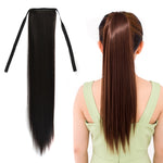 自然長直髮馬尾繃帶式假髮馬尾，女性用，長度：60cm，60cm