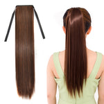 自然長直髮馬尾繃帶式假髮馬尾，女性用，長度：60cm，60cm