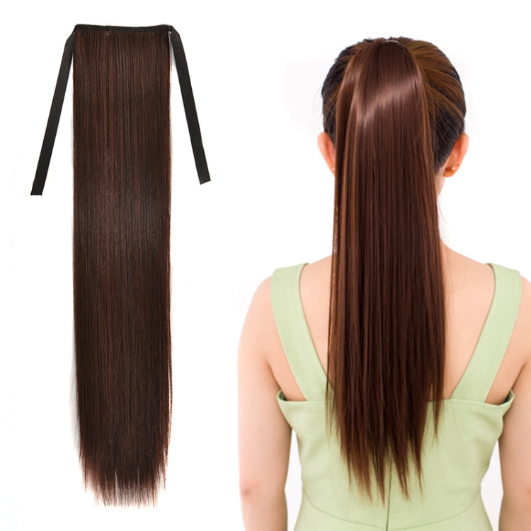 自然長直髮馬尾繃帶式假髮馬尾，女性用，長度：60cm，60cm