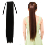 自然長直髮馬尾繃帶式假髮馬尾，女性用，長度：75cm，75cm