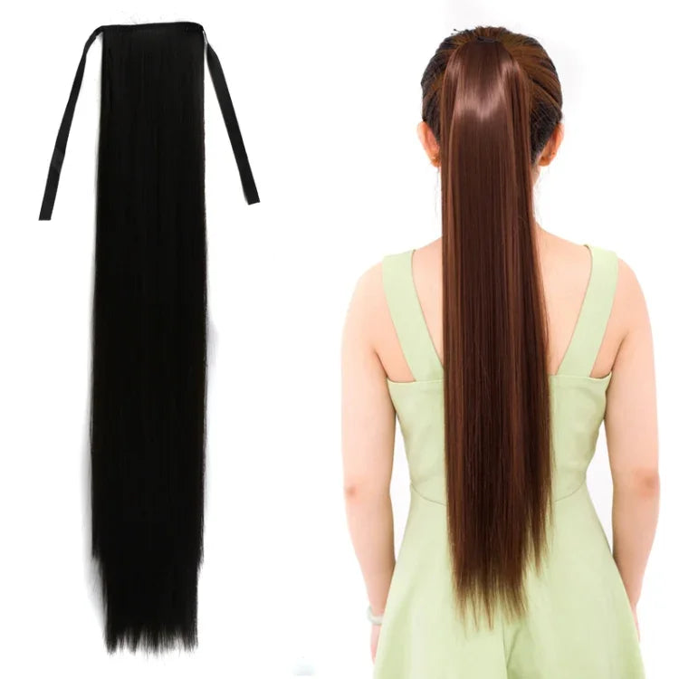 自然長直髮馬尾繃帶式假髮馬尾，女性用，長度：75cm，75cm