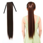 自然長直髮馬尾繃帶式假髮馬尾，女性用，長度：75cm，75cm