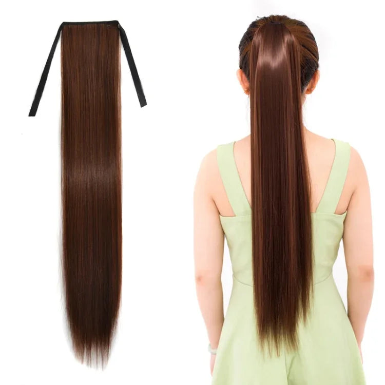 自然長直髮馬尾繃帶式假髮馬尾，女性用，長度：75cm，75cm