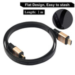 1m HDMI 2.0（4K）30AWG 高速 18Gbps 鍍金接頭 HDMI 公對公扁平線，長度：1m