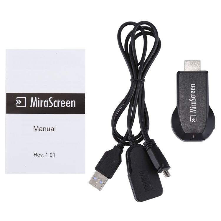 MiraScreen WiFi 顯示接收器 / Miracast Airplay DLNA 顯示接收器 無線鏡像螢幕裝置，附 2 合 1 USB 線