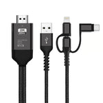 3合1 Micro USB + USB-C / Type-C + 8針轉HDMI HDTV線