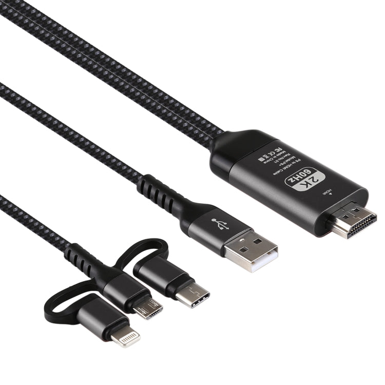 3合1 Micro USB + USB-C / Type-C + 8針轉HDMI HDTV線