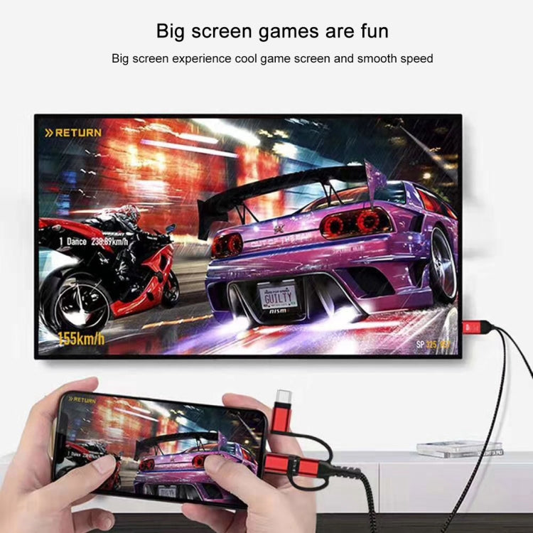 3合1 Micro USB + USB-C / Type-C + 8針轉HDMI HDTV線