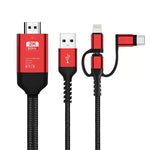 3合1 Micro USB + USB-C / Type-C + 8針轉HDMI HDTV線