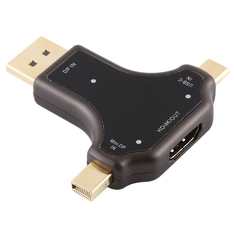 D63A DisplayPort + Mini DP + USB-C / Type-C 公對 HDMI 母 3 合 1 轉接器，D63A