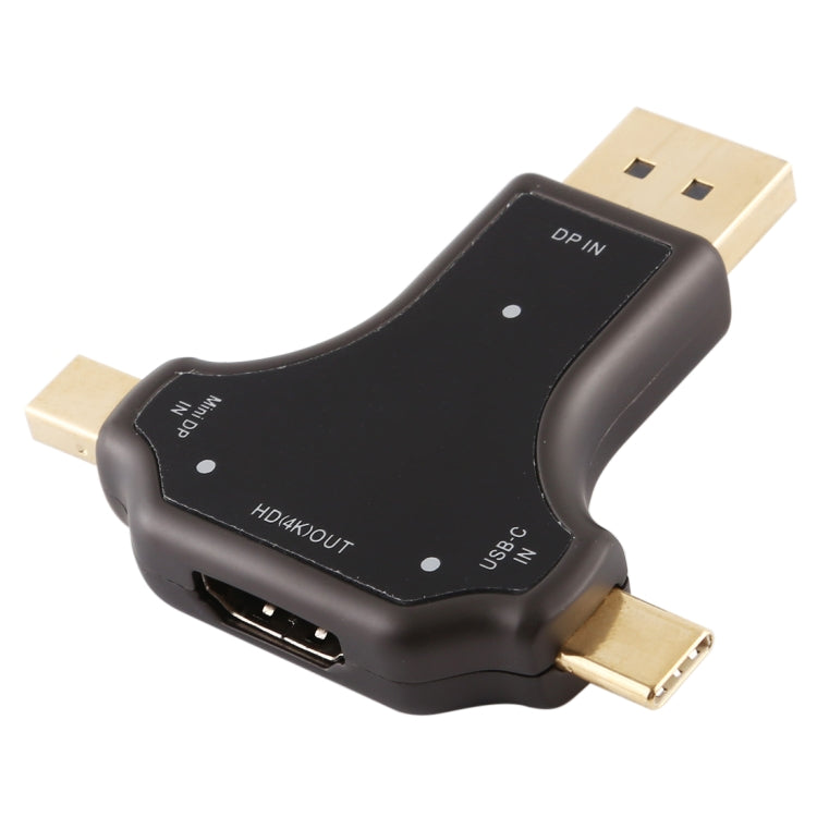D63A DisplayPort + Mini DP + USB-C / Type-C 公對 HDMI 母 3 合 1 轉接器，D63A