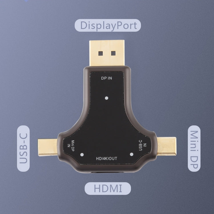 D63A DisplayPort + Mini DP + USB-C / Type-C 公對 HDMI 母 3 合 1 轉接器，D63A