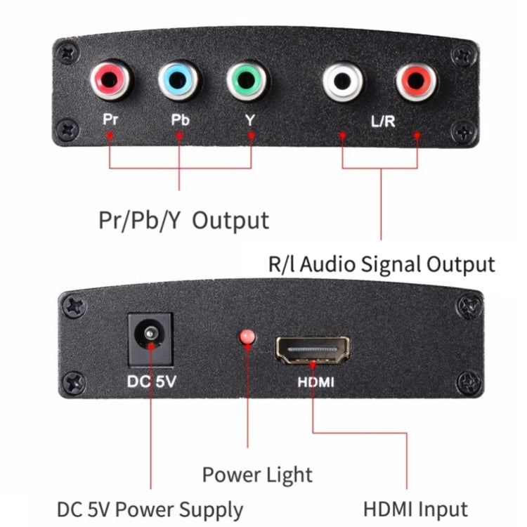 1080P 高清 HDMI 轉 YPbPr 視頻及左右聲道音頻轉換器，HDMI 轉 YPbPr+左右聲道