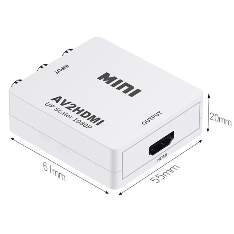 HOWEI HW-2105 迷你 AV CVBS/L+R 音頻轉 HDMI 轉換器適配器，支持 1080P 縮放，HW-2105 AV 轉 HDMI