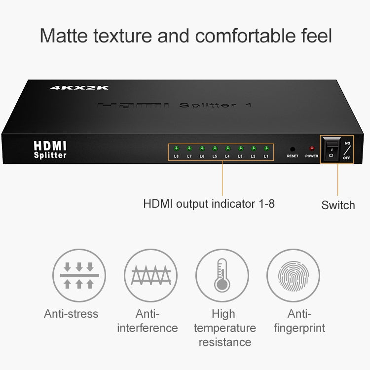 1 進 8 全高清 1080P HDMI 分配器帶開關，支持 3D 及 4K x 2K