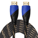 15m HDMI 1.4 版本 1080P 編織網線藍黑頭 HDMI 公對公音視頻連接轉接線，長度：15m