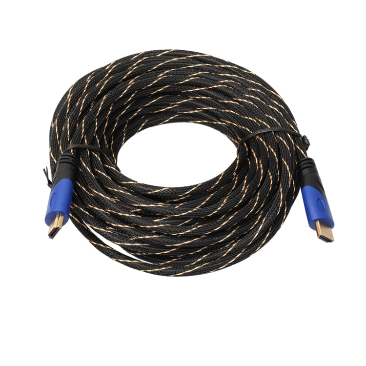 15m HDMI 1.4 版本 1080P 編織網線藍黑頭 HDMI 公對公音視頻連接轉接線，長度：15m