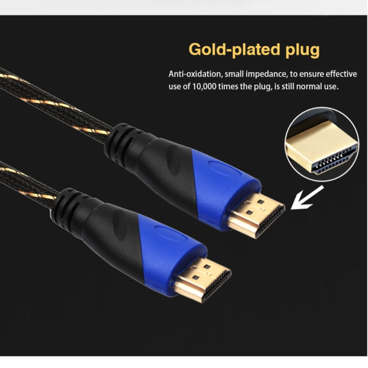 15m HDMI 1.4 版本 1080P 編織網線藍黑頭 HDMI 公對公音視頻連接轉接線，長度：15m