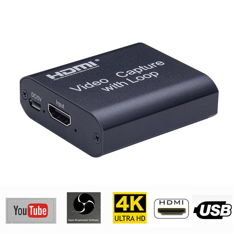 USB 2.0 轉 HDMI 4K 高清視頻擷取帶環路