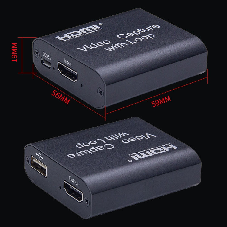 USB 2.0 轉 HDMI 4K 高清視頻擷取帶環路