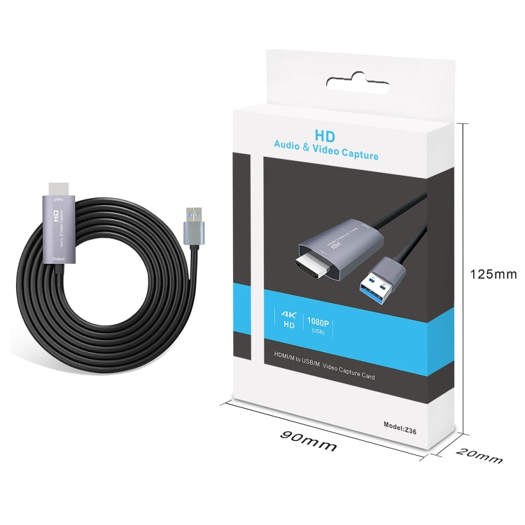 Z36 HDMI 公頭轉 USB 公頭高清視頻擷取卡，線長：2m，HDMI 轉 USB