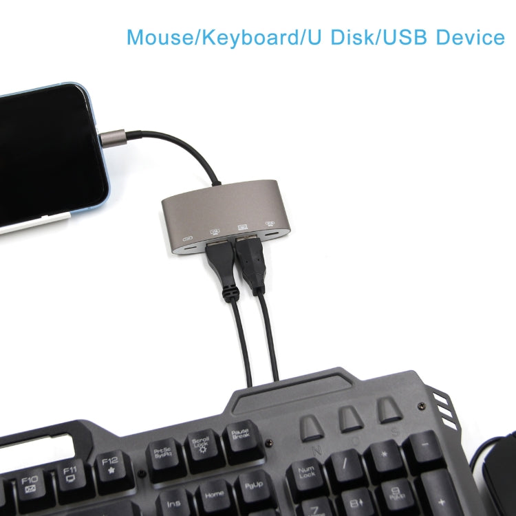 1040KEY 8 針轉 USB + Type-C / USB-C + OTG 多功能轉換器適配器，1040KEY