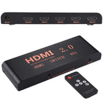 4進1出4K/60Hz HDMI 2.0切換器帶遙控器，歐盟插頭，4進1出