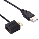 50公分HDMI母+HDMI公轉USB 2.0公連接器轉接線，HDMI母+公
