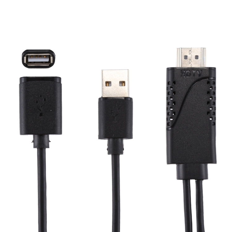 1080P USB 2.0公頭 + USB 2.0母頭轉HDMI HDTV AV轉接線，適用iPhone / iPad，Android智能手機