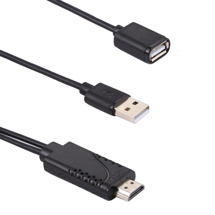 1080P USB 2.0公頭 + USB 2.0母頭轉HDMI HDTV AV轉接線，適用iPhone / iPad，Android智能手機