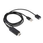 1080P USB 2.0公頭 + USB 2.0母頭轉HDMI HDTV AV轉接線，適用iPhone / iPad，Android智能手機