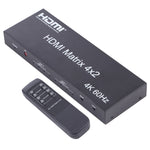 HDMI 4x2 矩陣切換器／分配器，附遙控器，支援 ARC / MHL / 4Kx2K / 3D，4 埠 HDMI 輸入，2 埠 HDMI 輸出