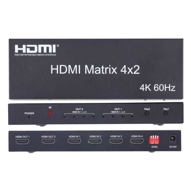 HDMI 4x2 矩陣切換器／分配器，附遙控器，支援 ARC / MHL / 4Kx2K / 3D，4 埠 HDMI 輸入，2 埠 HDMI 輸出