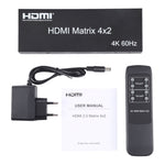 HDMI 4x2 矩陣切換器／分配器，附遙控器，支援 ARC / MHL / 4Kx2K / 3D，4 埠 HDMI 輸入，2 埠 HDMI 輸出