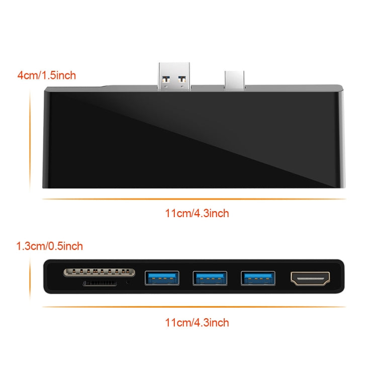 ROCKETEK SK-S5H 3 埠 USB 3.0 + HDMI + SD / TF 記憶卡讀卡器集線器 4K HDMI 轉接器，SK-S5H