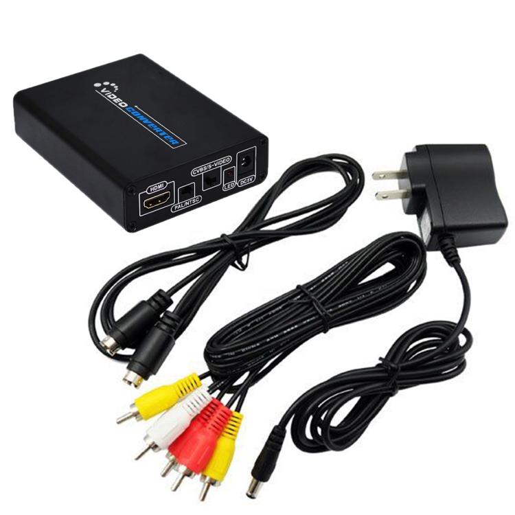 HDMI 轉複合／AV S-Video 轉換器 RCA CVBS/L/R 視訊轉換器適配器，歐規插頭，HDMI 轉 AV + S-Video