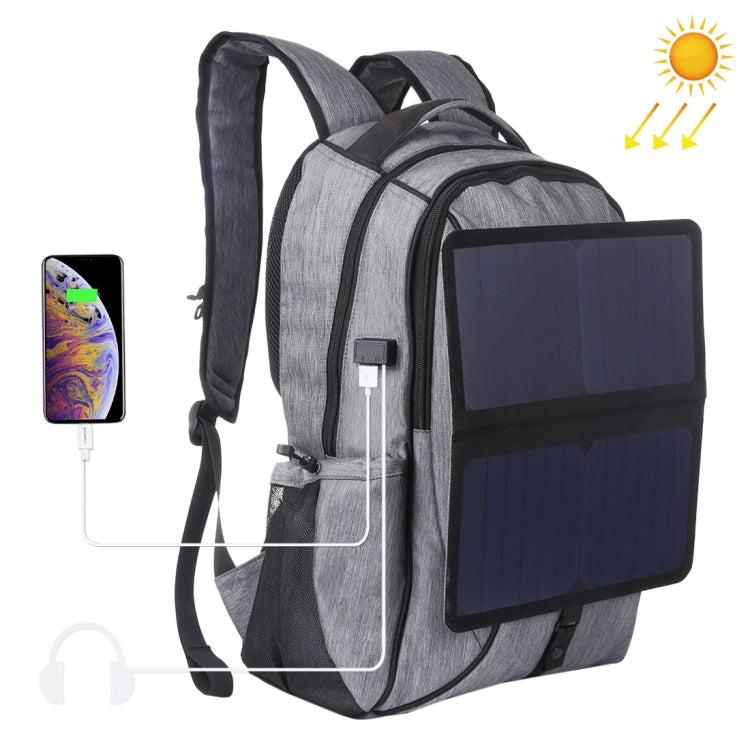 HAWEEL 14W 可折疊可拆卸太陽能戶外便攜帆布雙肩筆電背包，USB 輸出：5V 2.1A 最大