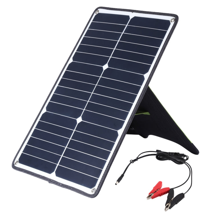 HAWEEL 便攜式 20W 單晶矽太陽能充電板，配備 USB 埠、支架及虎口夾，支援 QC3.0 和 AFC