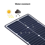 HAWEEL 便攜式 20W 單晶矽太陽能充電板，配備 USB 埠、支架及虎口夾，支援 QC3.0 和 AFC