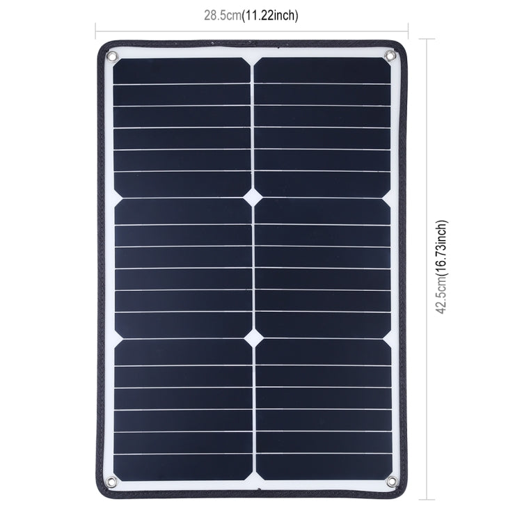 HAWEEL 便攜式 20W 單晶矽太陽能充電板，配備 USB 埠、支架及虎口夾，支援 QC3.0 和 AFC