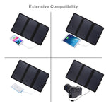 HAWEEL 21W 超薄三摺式太陽能充電器，配備 5V / 3A 雙 USB 埠，支援 QC3.0 和 AFC，超薄 21W