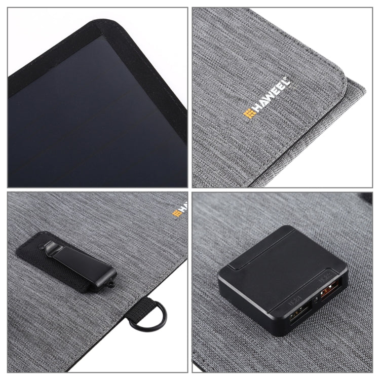 HAWEEL 21W 超薄三摺式太陽能充電器，配備 5V / 3A 雙 USB 埠，支援 QC3.0 和 AFC，超薄 21W
