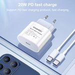 HAWEEL PD 20W 單 USB-C / Type-C 介面 QC 旅行充電器，支援完整 QC 協議，歐洲插頭，QC 充電器歐洲插頭