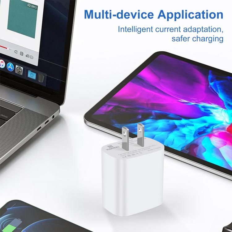 HAWEEL 20W 雙埠快速充電器轉接器，美規插頭，雙埠充電器美規插頭