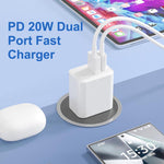 HAWEEL 20W 雙埠快速充電器轉接器，美規插頭，雙埠充電器美規插頭