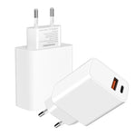 HAWEEL 20W 雙埠快速充電器轉接器，歐規插頭，雙埠充電器歐規插頭