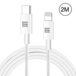 HAWEEL 25W 3A USB-C / Type-C 轉 8針 PD 快充線，適用於 iPhone、iPad，線長：2米，Type-C 轉 8針 2米