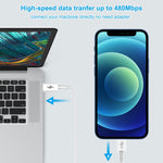 HAWEEL 25W 3A USB-C / Type-C 轉 8針 PD 快充線，適用於 iPhone、iPad，線長：2米，Type-C 轉 8針 2米