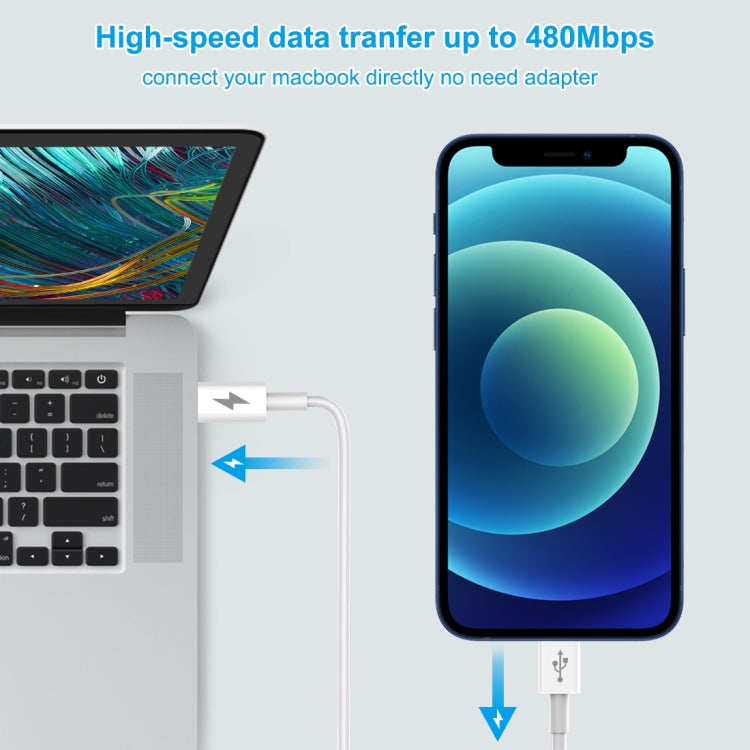 HAWEEL 25W 3A USB-C / Type-C 轉 8針 PD 快充線，適用於 iPhone、iPad，線長：2米，Type-C 轉 8針 2米